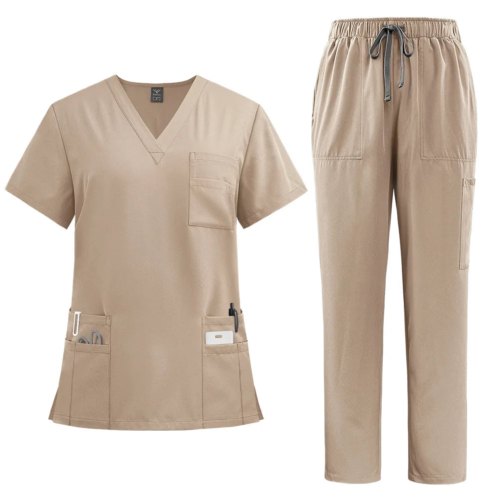 Salon Work Clothes Jersey Breathable Hospital Uniforms Nurse Beauty Dental Custom LOGO Uniform Medical Scrubs Sets for Men Women