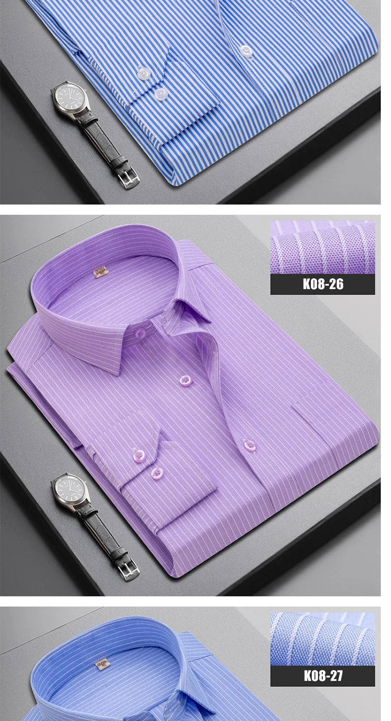 Brand New Men Shirt Male Dress Shirts Striped Men's Casual Long Sleeve Business Formal Plaid Shirt camisa social