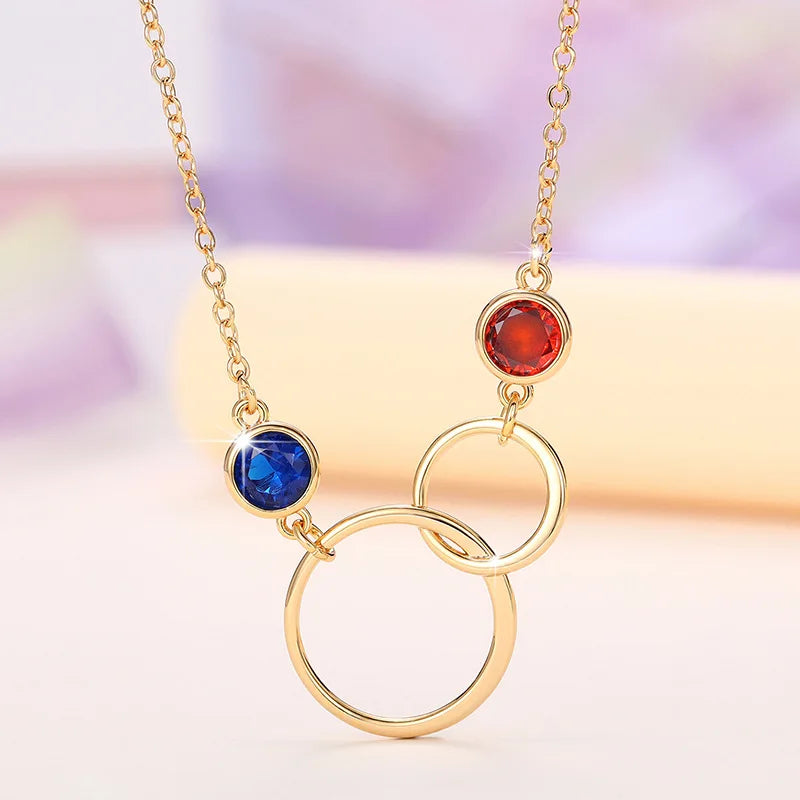 Minimalist Double Circle Pendant Necklace for Women Micro Paved Fashion Jewelry