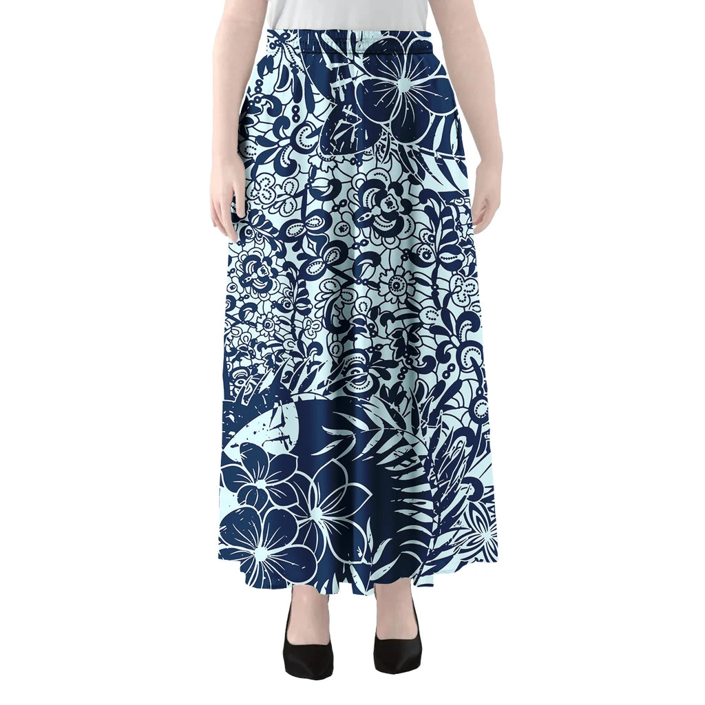 Polynesian Hawaii Tribal Printed Women Skirts Vintage High Waisted Elegant A-Link Long Maxi Skirt Casual Holiday Beach Skirt