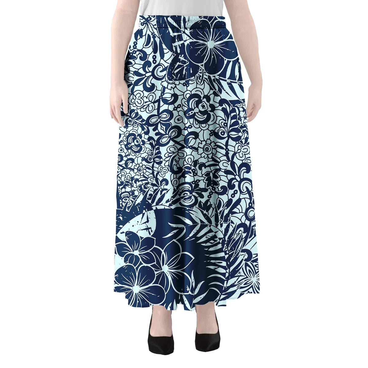 Polynesian Hawaii Tribal Printed Women Skirts Vintage High Waisted Elegant A-Link Long Maxi Skirt Casual Holiday Beach Skirt