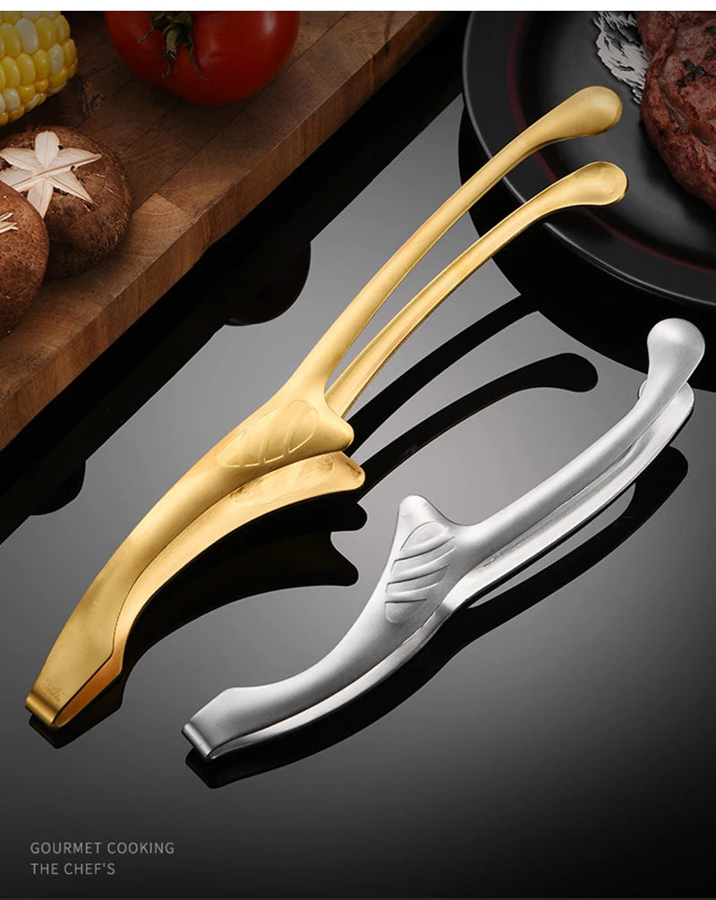 430 Stainless Steel Food Tongs Korean Barbecue Bbq Steak Clip Multi-purpose Food Clips Kitchen Gadgets Barbecue Accessories