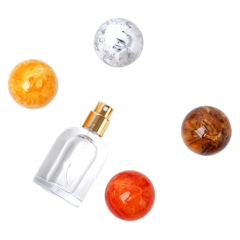 Hot Sale Cute 30ML Planets Style 5Color Stock Marble Texture Cap Glass Mini Perfume Bottle
