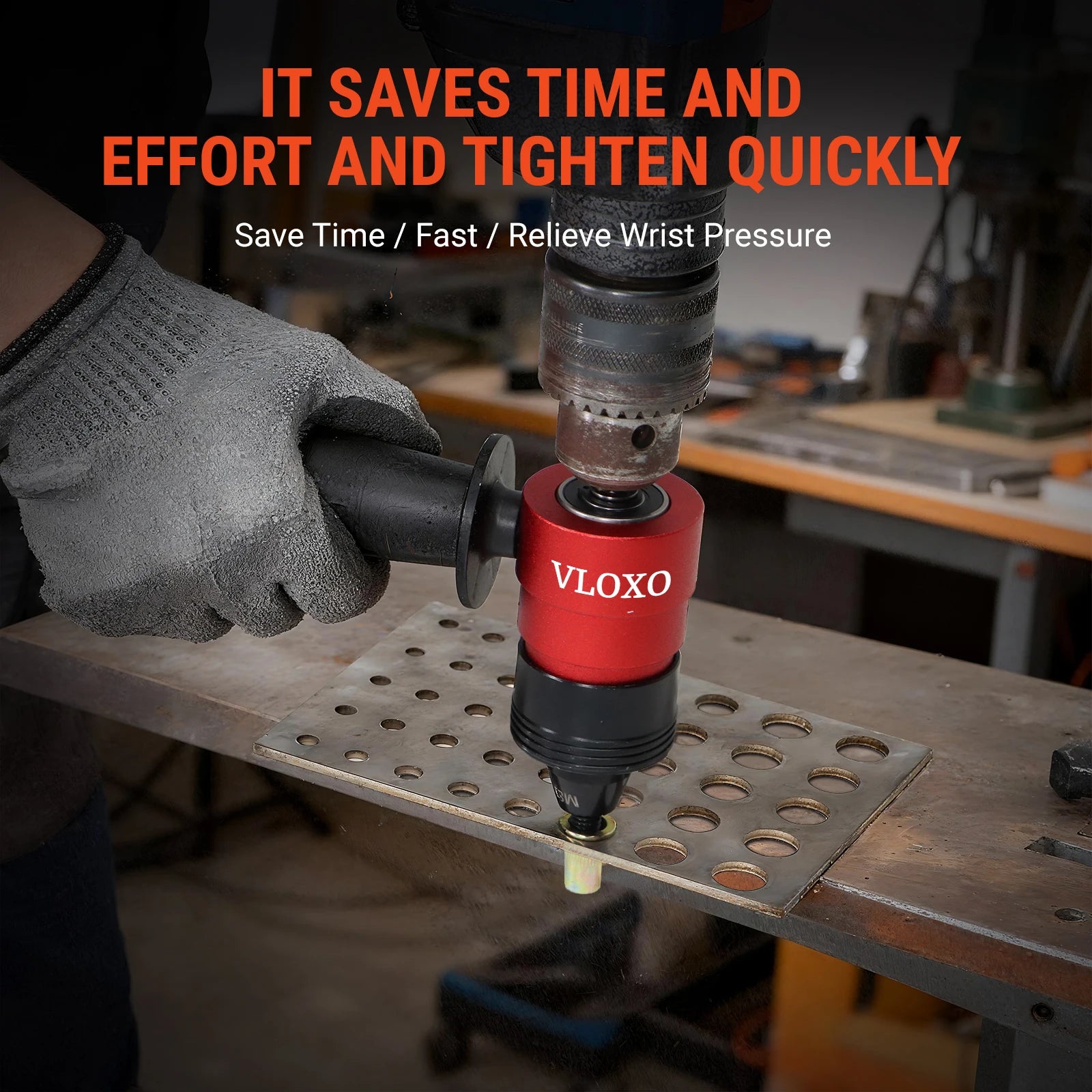 VLOXO Rivet Nut Gun Riveting M3~M10 Cordless Rivet Drill Electric Adapter Insert Nut Tool