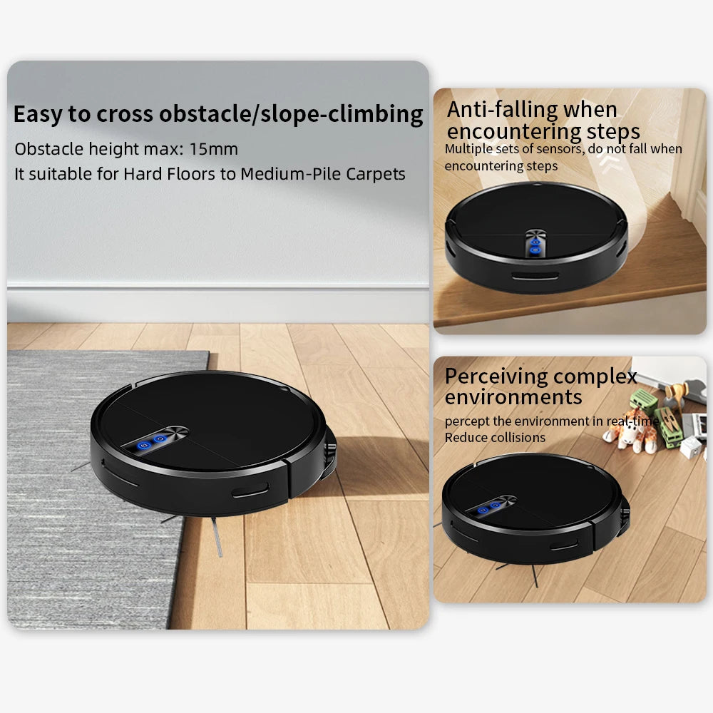Strong Suction Smart Robot Vacuum Cleaner APP Voice Remote Control Alexa Compatible Wet Dry 3-in-1 HEPA Filter for Household Use
