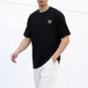High Quality Men's Casual Knitted Polyester/Cotton 200GSM Loose Short Sleeve O-Neck Letter Custom Embroidery Anti-Wrinkle