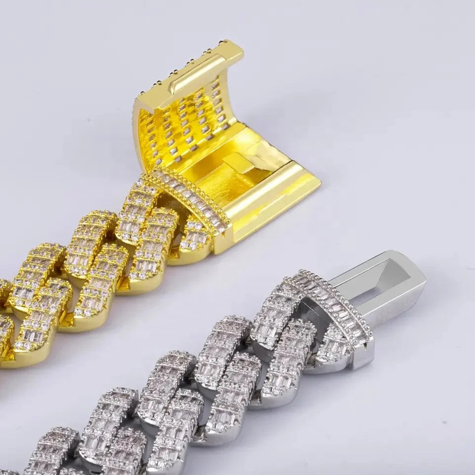 OUGEPHELI CZ Zircon Cubic Zirconia Gold Plated 925 Sterling Silver Cadena Cubana Hip Hop Necklace Jewelry Miami Cuban Link Chain
