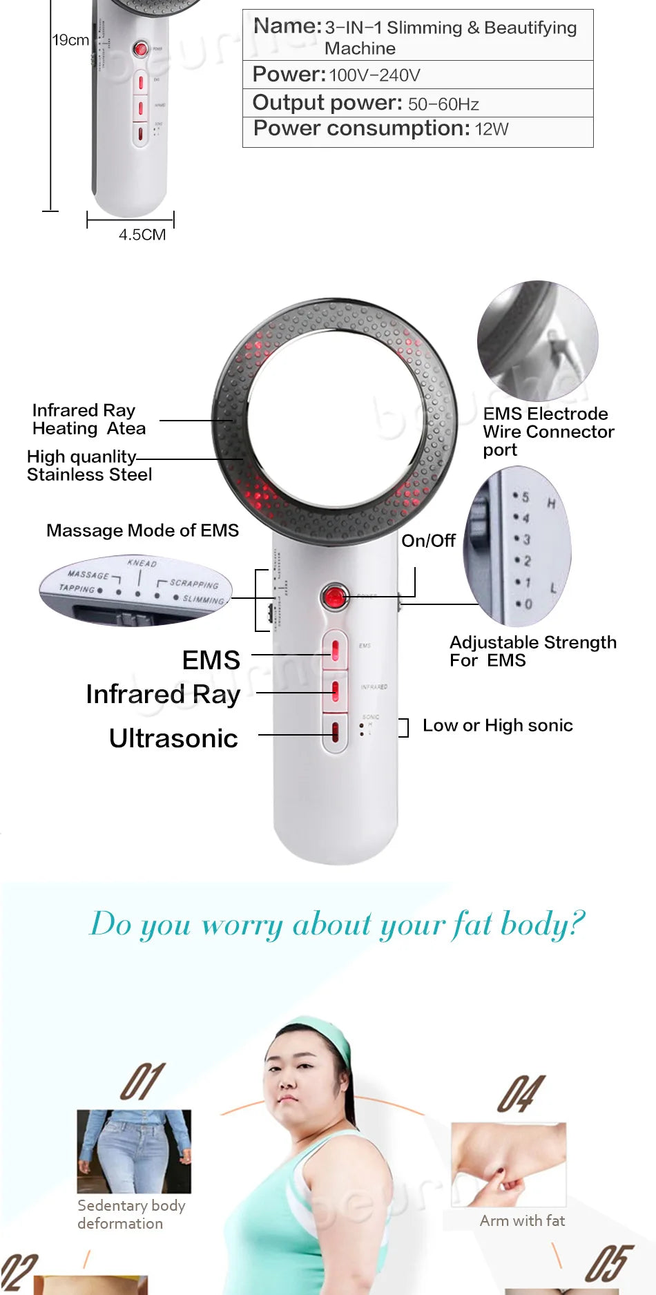 EMS Body Slimming Massager Ultrasonic Cavitation Weight Loss Machine Anti Cellulite Fat Burner Electric Infrared Slimming Machin