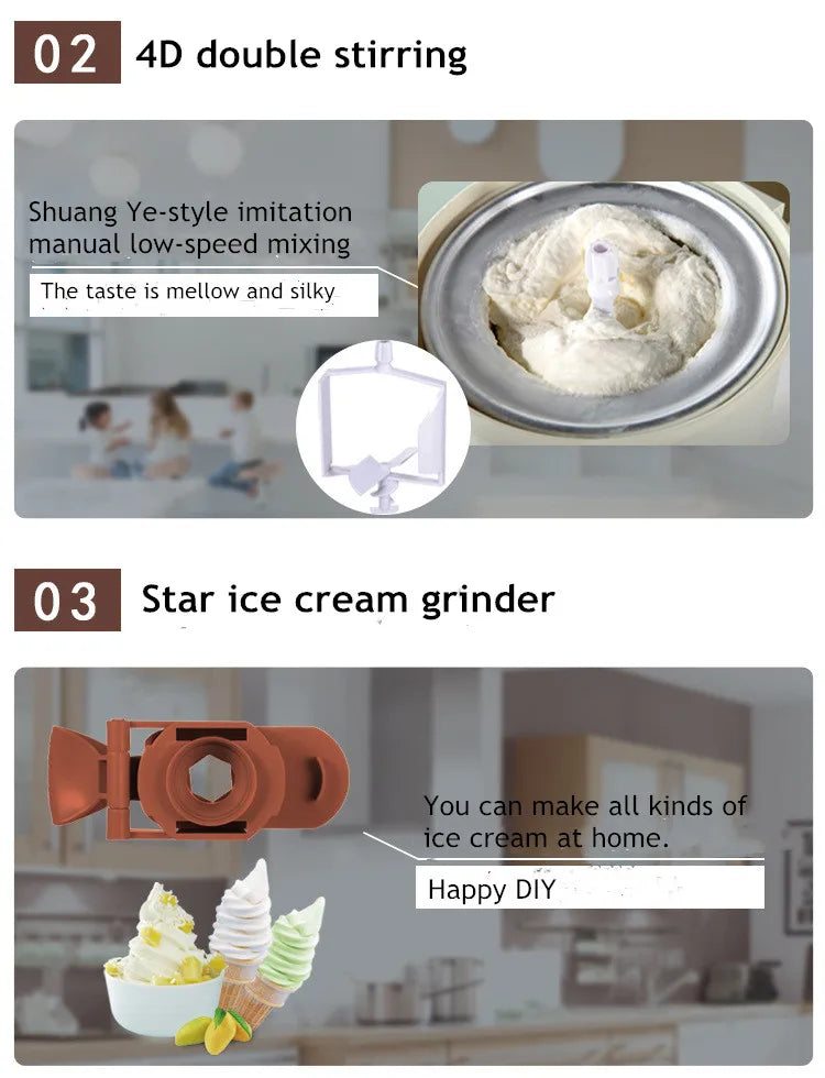 Automatic Bench Top Simple Operation Large Capacity Mini Soft Ice Cream Machine for Home DIY Ice Cream Machine Manual