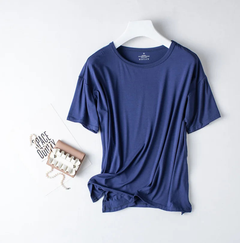 2026 Summer New Pajama Set Women's Modal Short Sleeve Shorts Two Piece Set Ladies Solid Loose Large T-shirt Homewear Women Shirt