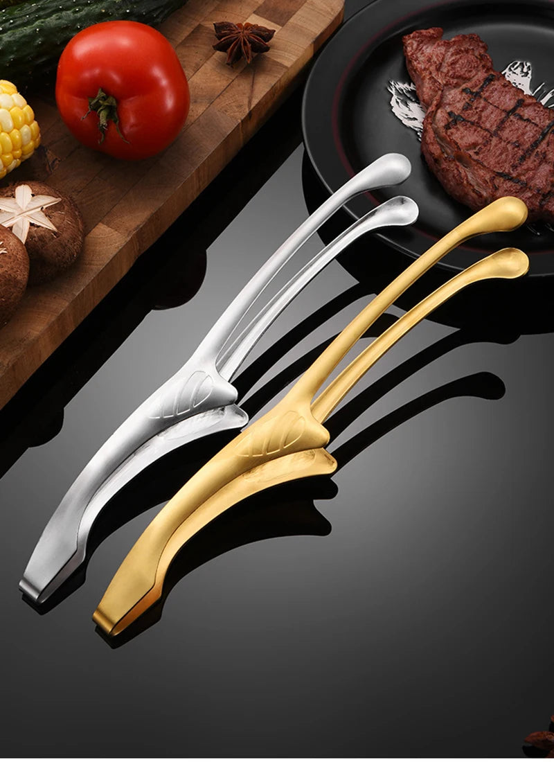 430 Stainless Steel Food Tongs Korean Barbecue Bbq Steak Clip Multi-purpose Food Clips Kitchen Gadgets Barbecue Accessories
