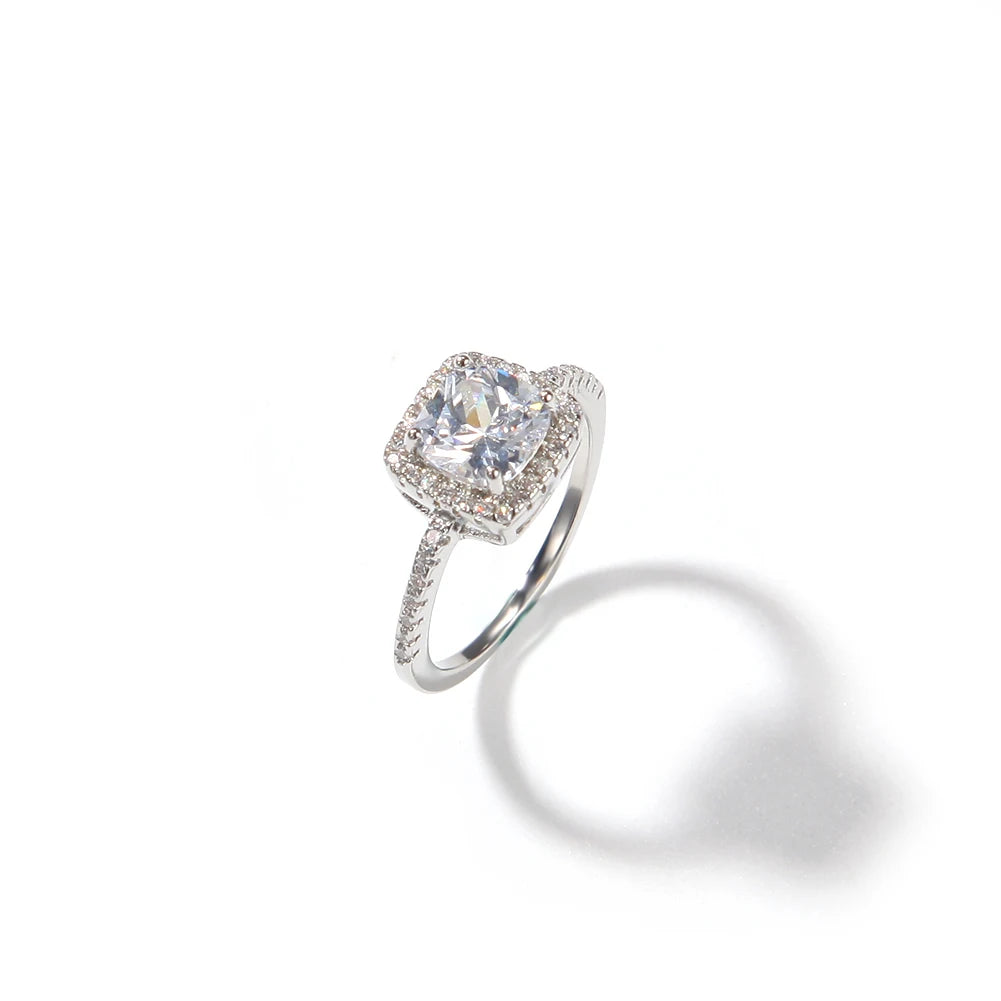 Pink Baguette CZ Rings Iced Out Finger Ring Women Man Fashion Jewelry