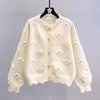 Boutique Wholesale 2026  New Fashion Nail Bead Knitted Cardigan Long Sleeved Sweet Women's Sweater
