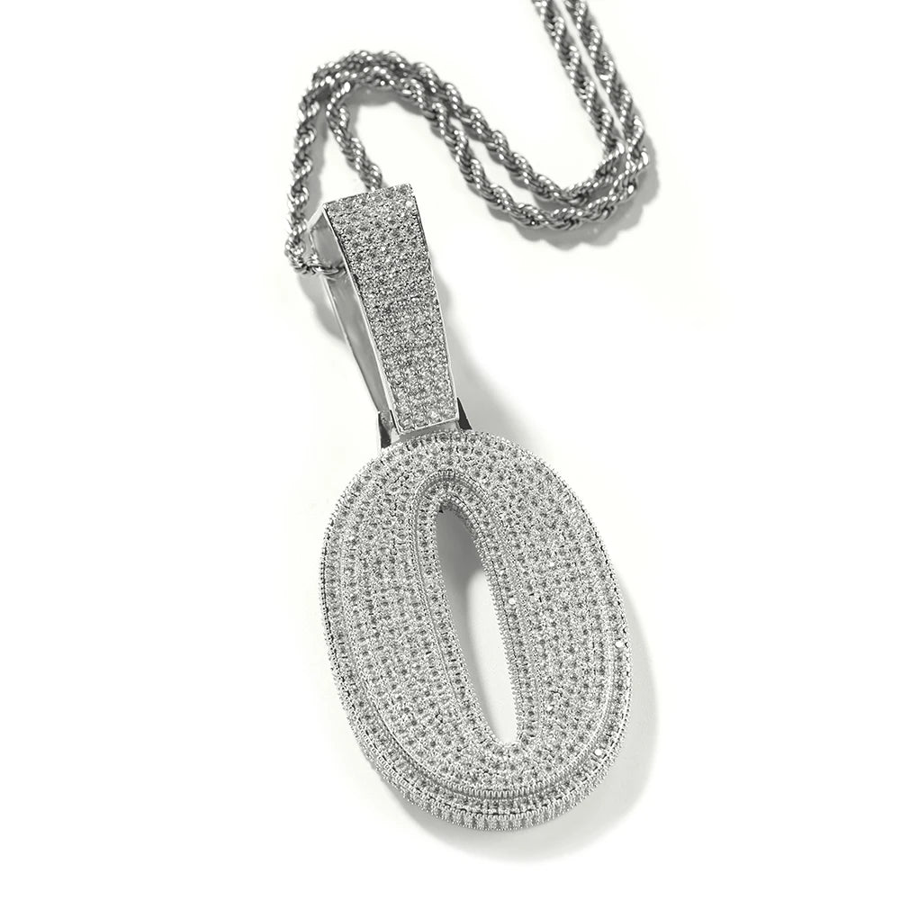 UWIN Hip Hip CZ Lucky Number Pendant Single Big Numbers Pendant Necklace 0 to 9 Special Rapper Jewelry