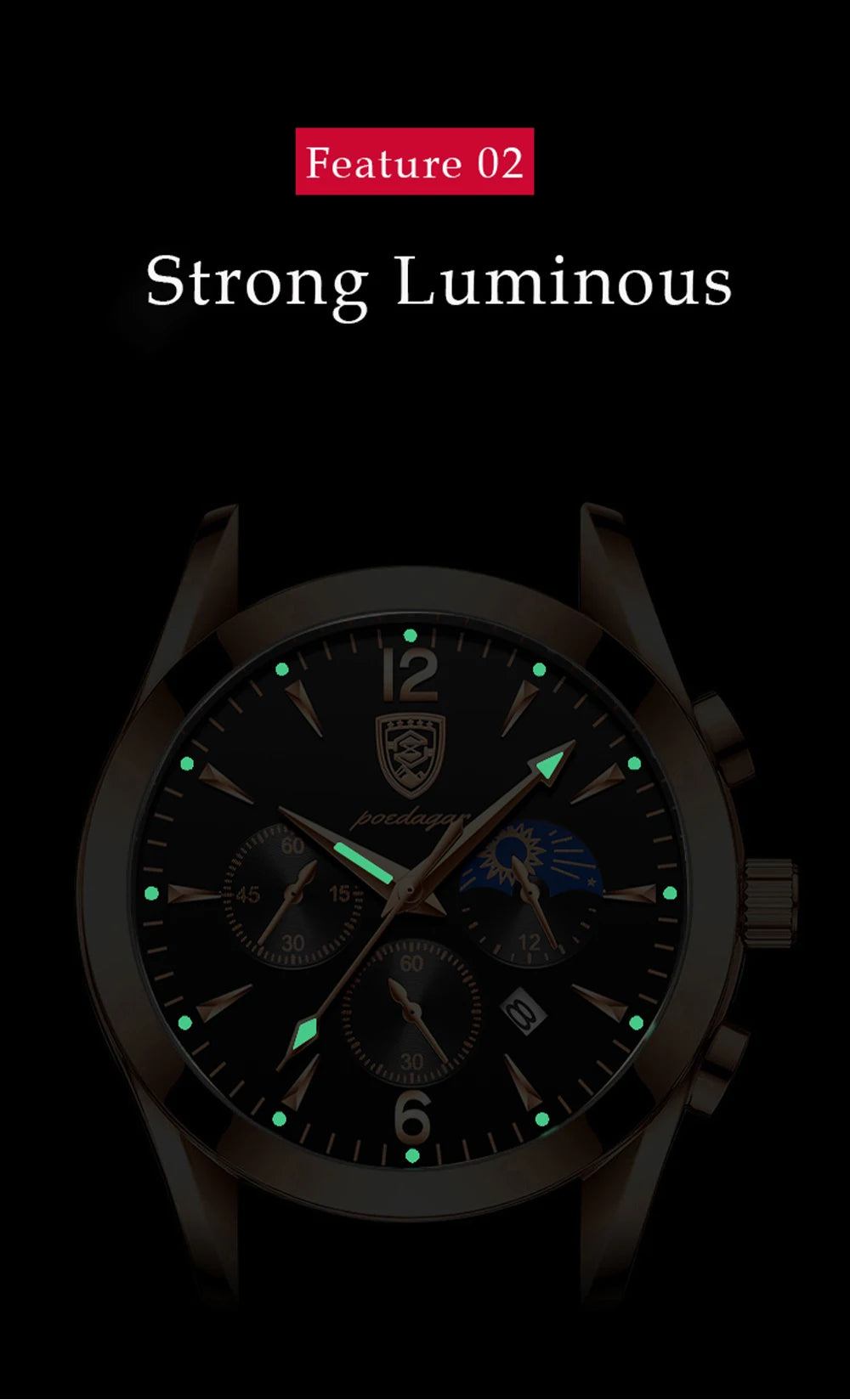 POEDAGAR Men Watch Top Brand Luxury Men's Wristwatch Leather Quartz Watches Sports Waterproof Male Clock Relogio Masculino+Box