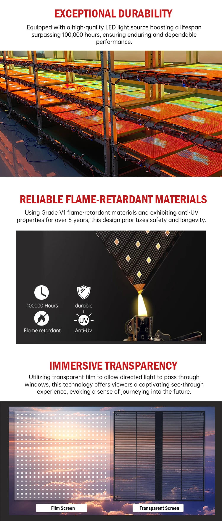 Transparent Advertising Led Video Wall Panel Roll up Crystal Rgb Flexible Mesh Glass Sticker Screen Luxury Thin Film LED