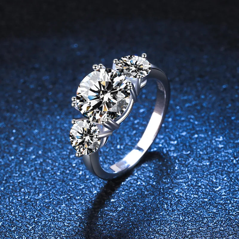 OAHLAN Luxury Jewelry Romantic 2ct Round Cut D Grade VVS1 S925 Sterling Silver Moissanite Rings for Women's Engagement Wedding