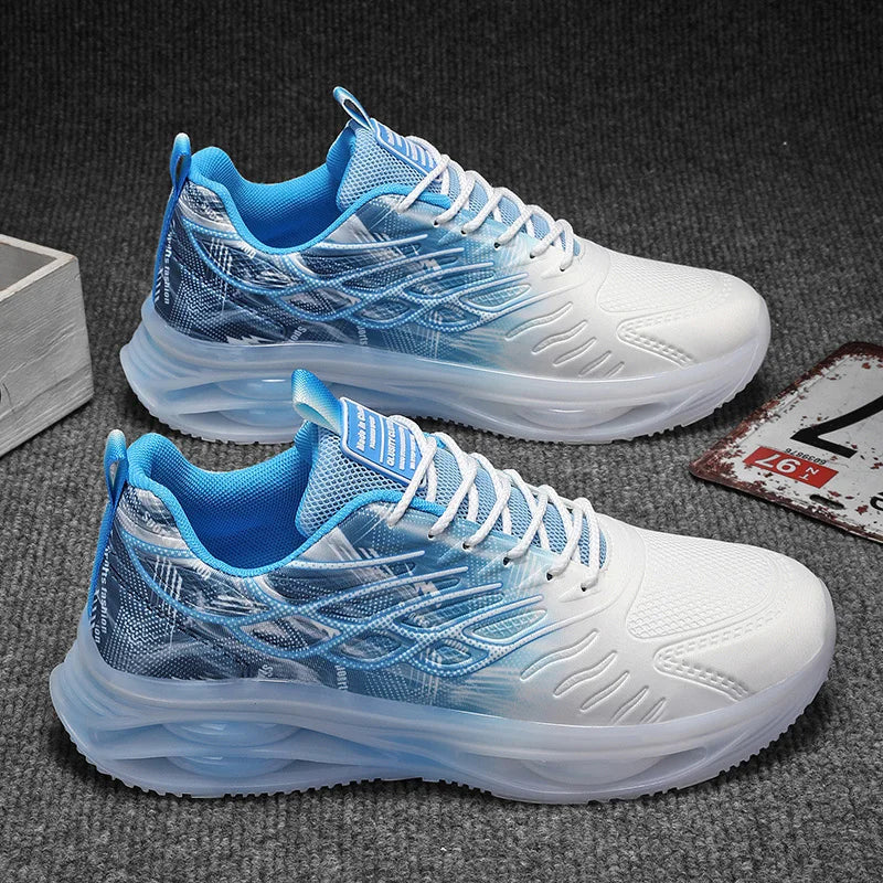Men's Lightweight Breathable Mesh Sports Shoes PVC Sole Soft Lace-Up Spring Summer Running Walking Fashionable Style