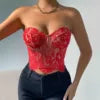 XS-L   European and American Women's Tops Sexy Lace Border Flower High-end Interior Strapless Vest