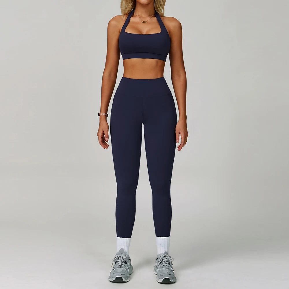New Fashion Yoga Bra and Gym Leggings Shorts Set Custom logo Workout Flare Leggings Shorts Set for Women