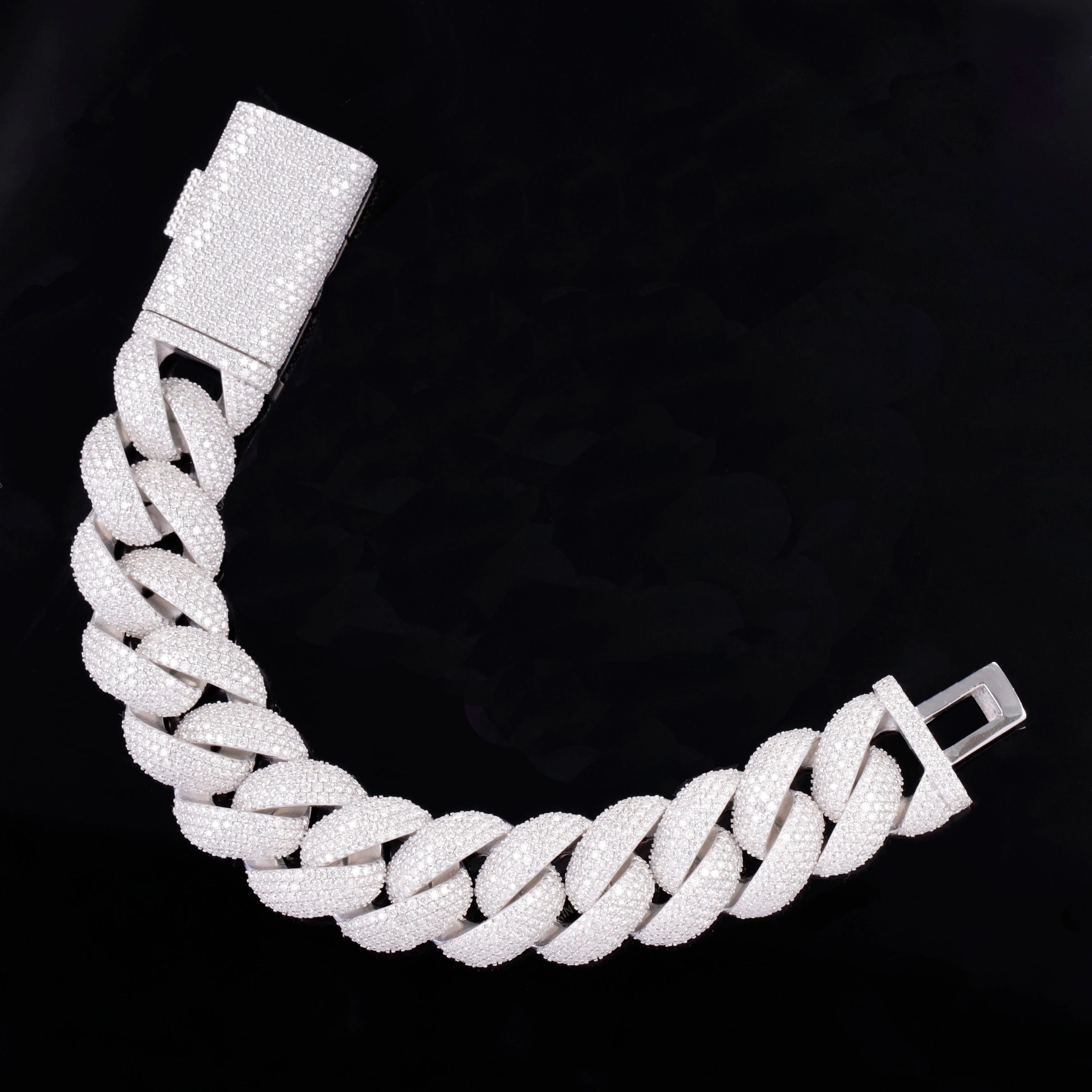 Ready to Ship Diamond Cuban Bracelet 6mm-22mm S925 Silver Hip Hop Bracelet Full Iced Out Moissanite Cuban Bracelet for Men