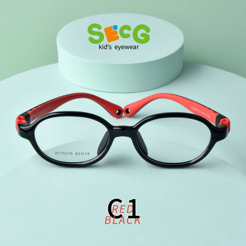 Secg Brand Children's Glasses Silicone Frames For Boys And Girls Students Super Light Comfortable Myopia Frames With Gasses