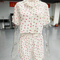 QINSI Sexy Summer Sleepwear Short Sleeves Sets 2 Pieces Pajamas for Women Floral Print Pj Cotton Pyjamas Set for Women