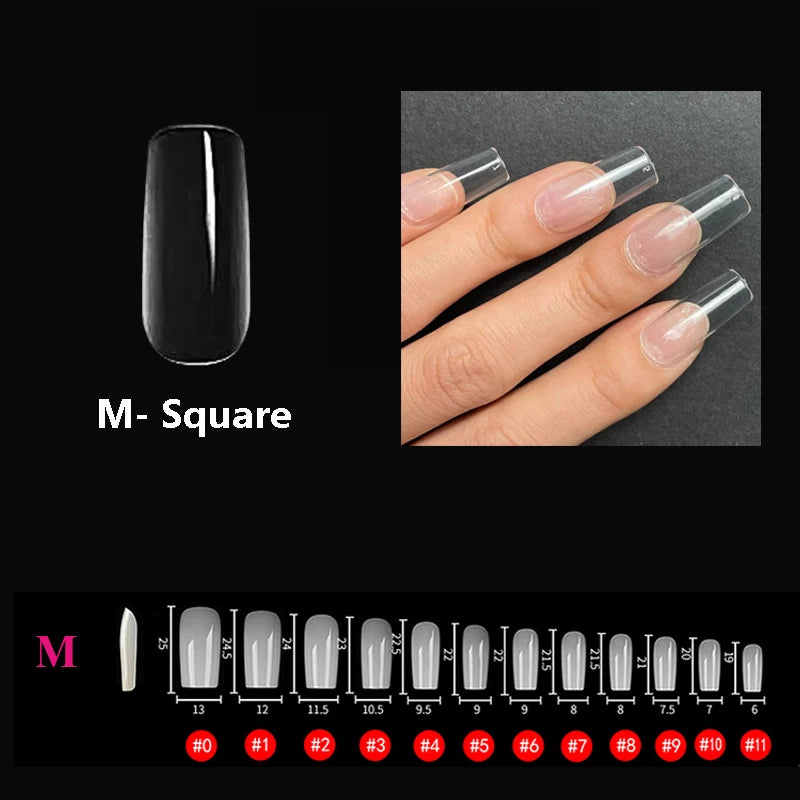 Soft Gel Nail Tip Set Custom Box and LOGO Nail Tip Set With Lamp Glue Clear Full Cover Soft Gel Nail Tip Kit