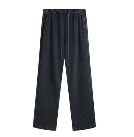 Heavyweight 450gsm 100% Cotton Straight Men's Jogger Sweatpants Pockets Elastic Waist Casual Terry Loose Fit