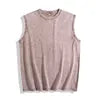 Dropshipping 210gsm Cotton Women's Mens Vintage Acid Wash Sleeveless t Shirt tank Tops