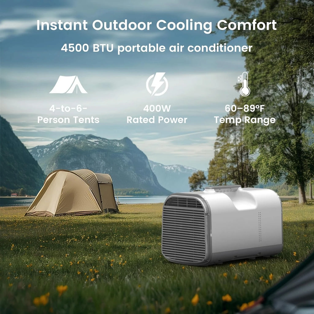 4500 BTU Portable Air Conditioner - Tent, Camping Air Conditioner Covers up to 130 Sq.Sleep in Compact 4-in-1 Portable AC Unit