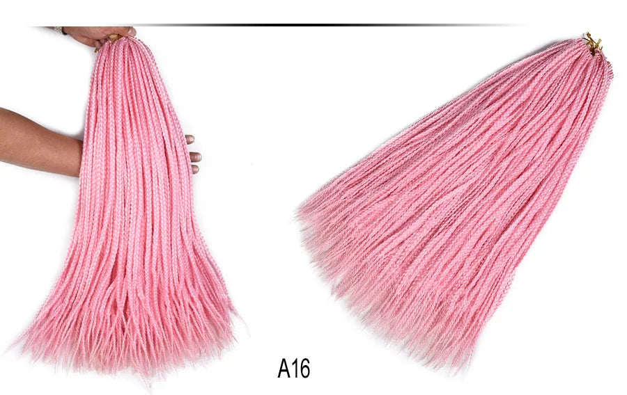 TOMO Synthetic Crochet Hair Box Braids 22Roots Colored Braiding Hair Extensions 24Inch Rainbow Ombre Crochet Braids Pink Red