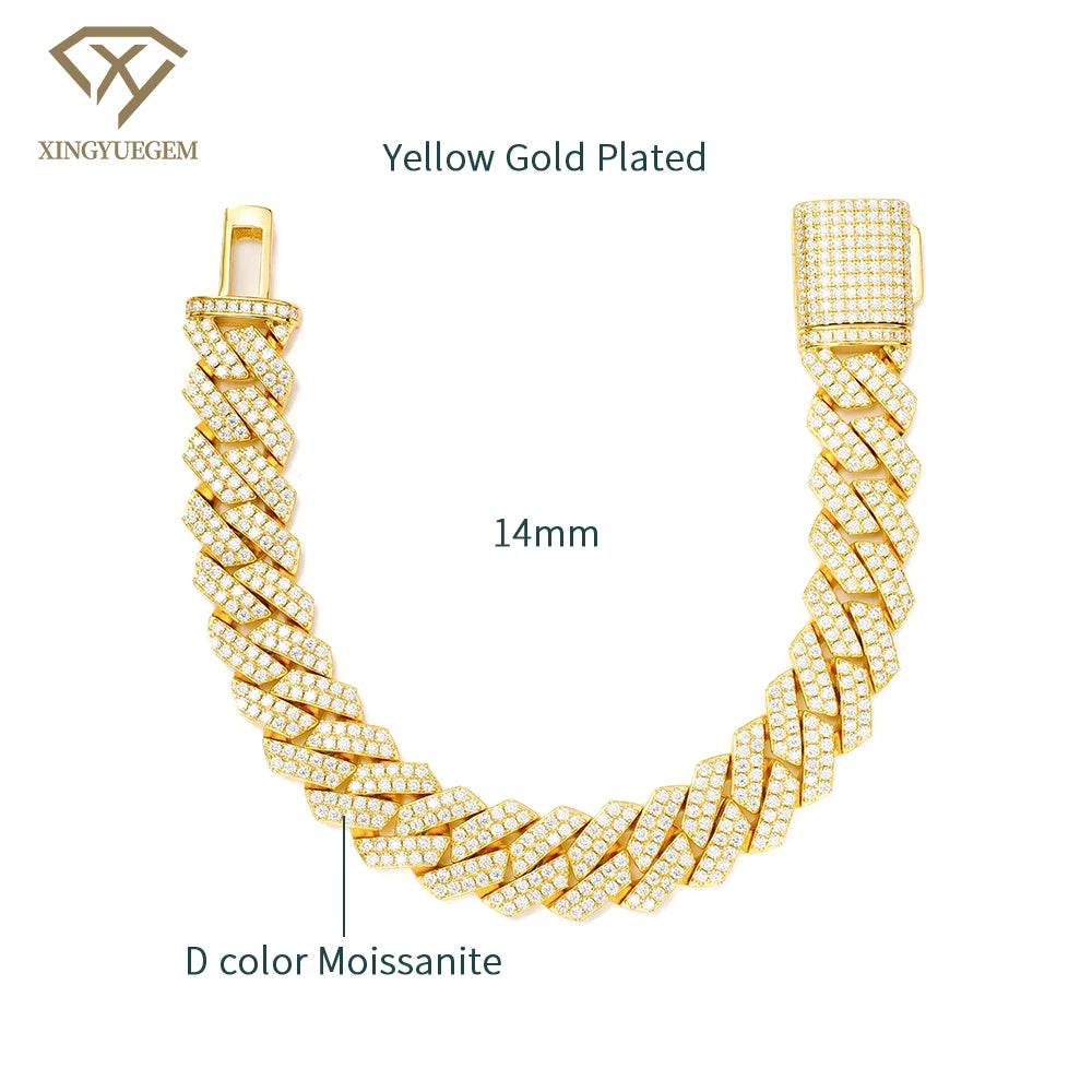 Gra Certified 8-20mm Luxury Hip Hop Jewelry 925 Silver Mens Iced Out Vvs Diamond Mossanite Moissanite Cuban Link Chain Bracelet