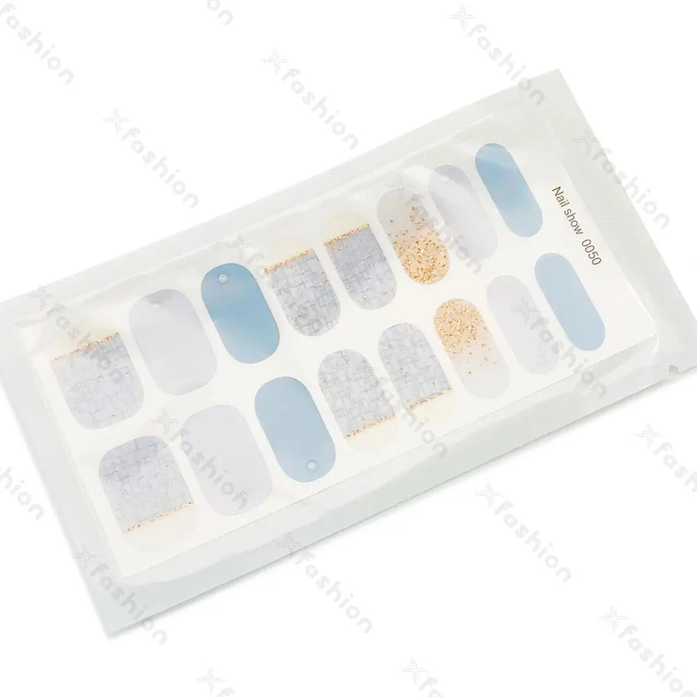 Hot Sale 16 Tips Solid Color Semi-Cured Gel Nail Stickers UV Light Durable Waterproof Long-Lasting Gel Nail Stickers Wholesale