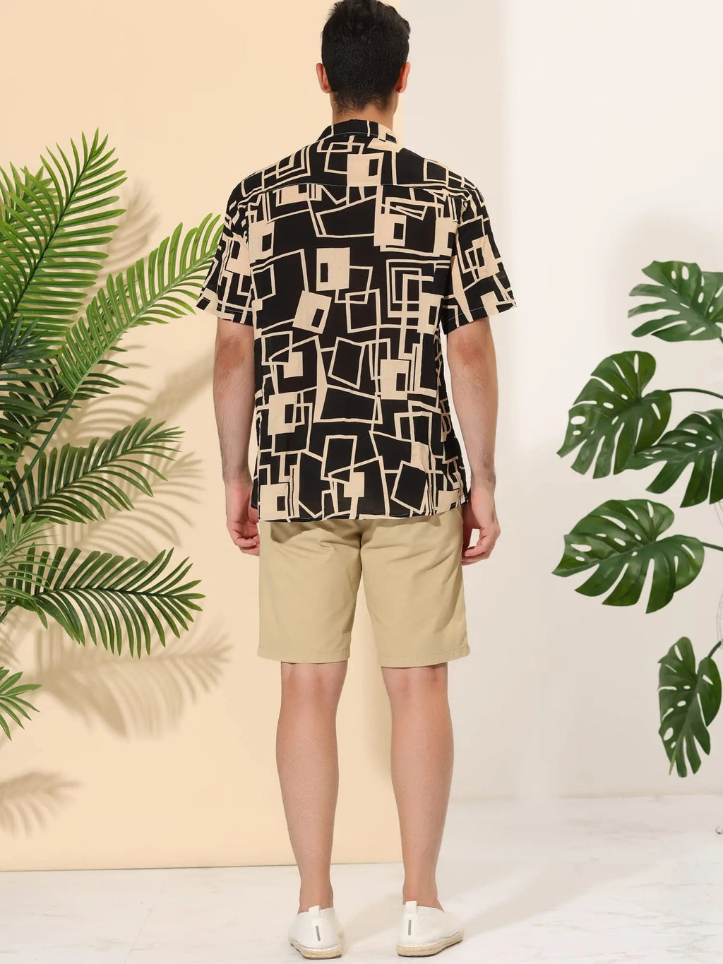Men's Geometric Shirt Button up Casual Summer Shirts