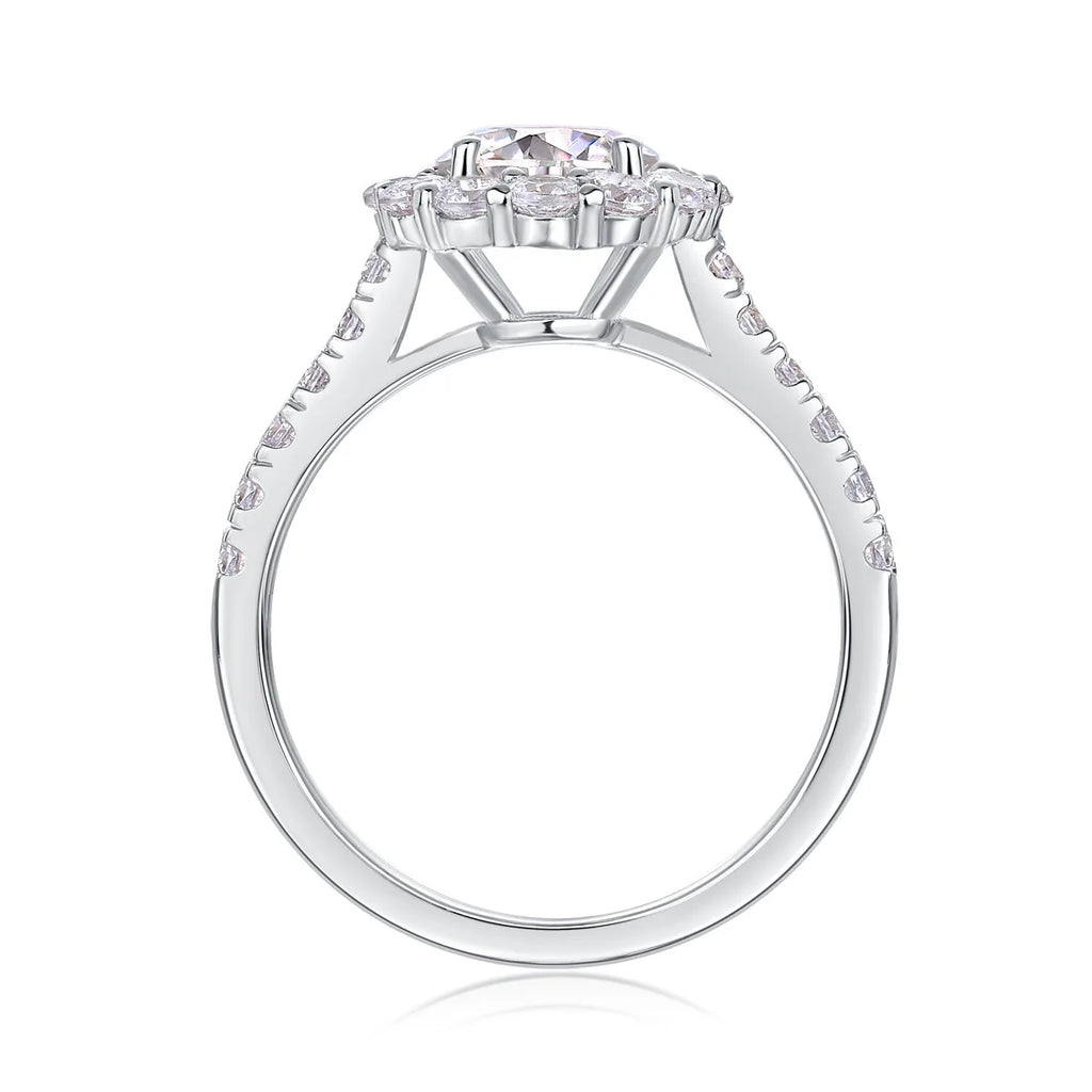 Fine Round Cut 1CT VVS1 GRA Moissanite Rings 925 Sterling Silver Rhodium Plated Women's Non Tarnish Jewelry with Certificate