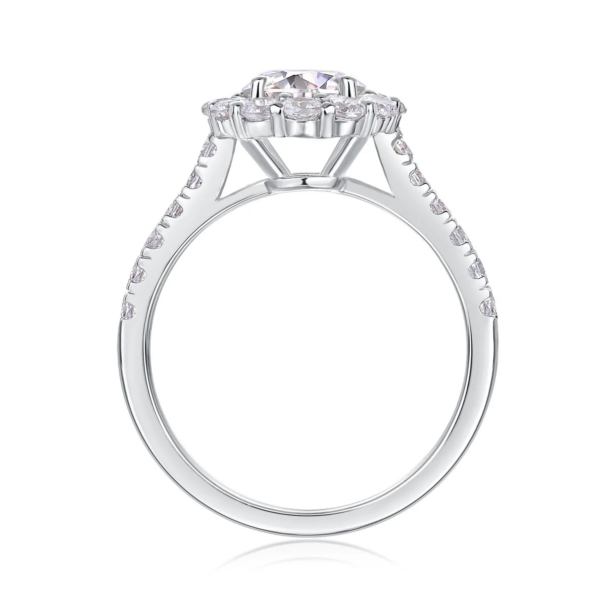 Fine Round Cut 1CT VVS1 GRA Moissanite Rings 925 Sterling Silver Rhodium Plated Women's Non Tarnish Jewelry with Certificate