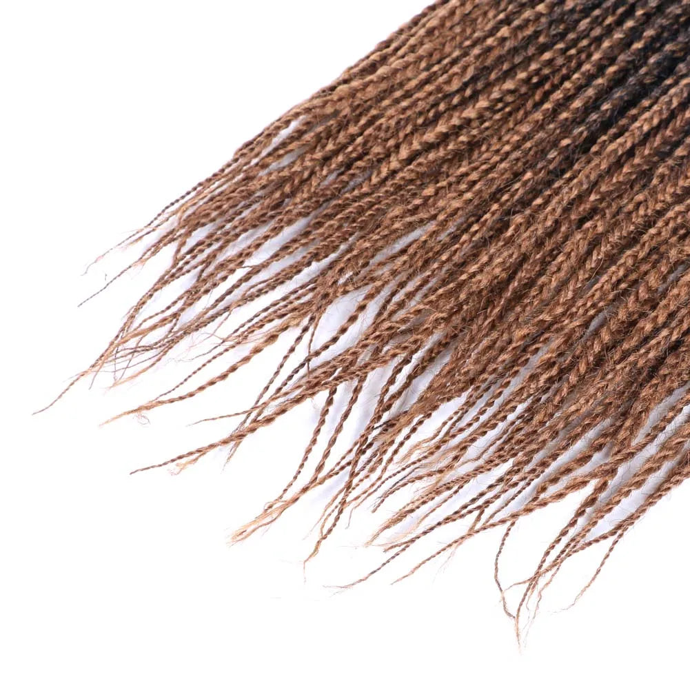Full Star 3X Small Box Braids 14” 18” Synthetic Hair 80 g Crochet Braids 22 Strands/Pack for Women Ombre Brown Black Color