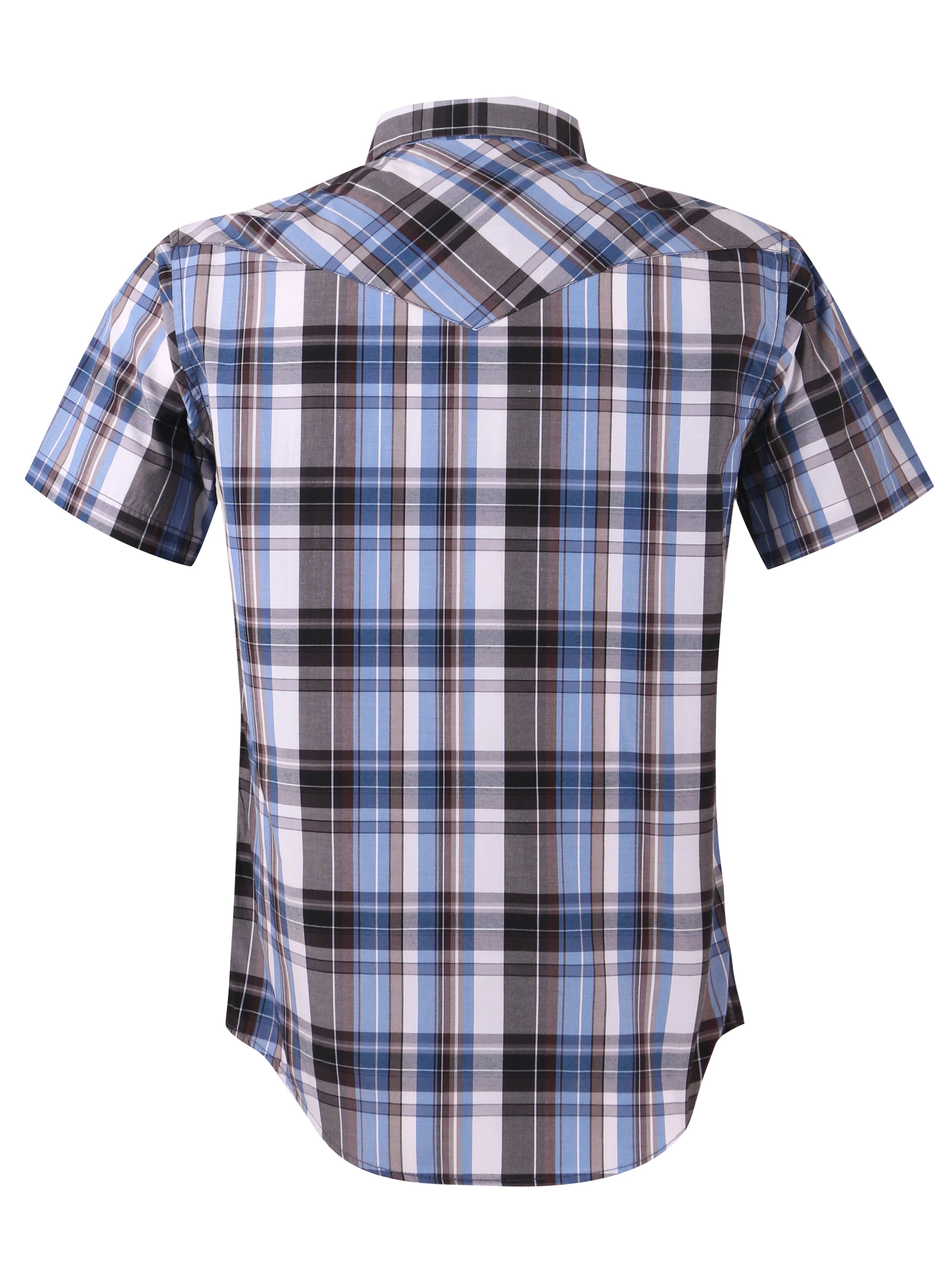 Men's Western Cowboy Short Sleeve Pearl Snap Button up Casual Work Plaid Shirts