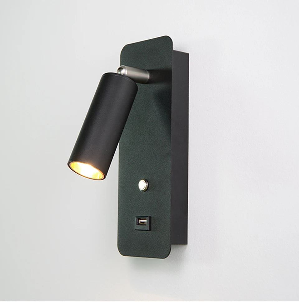 Indoor LED Wall Lamp 7W with USB Charge Wall Lamp Bedroom Living Room Nordic Modern Wall Light Aisle with Switch Wall Sconce