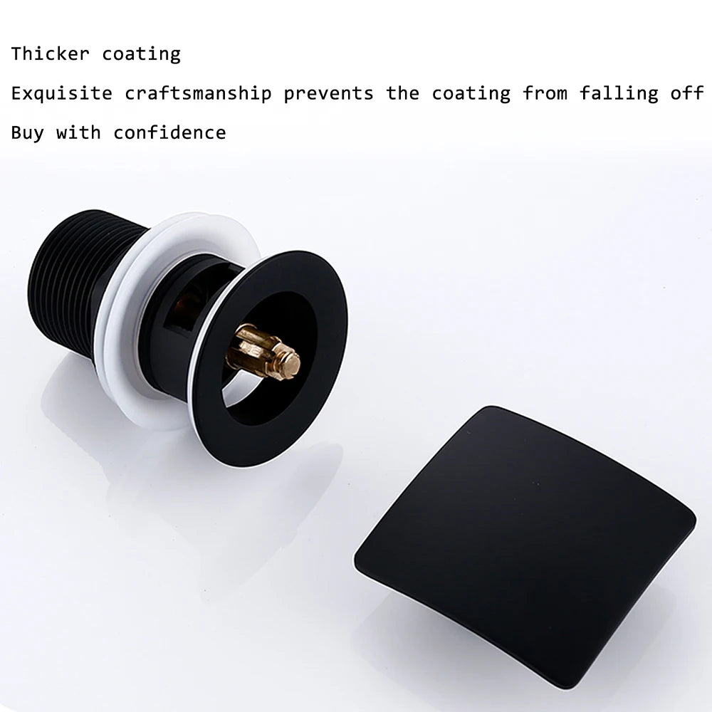 Gold Black Brass White Gunmetal Corrosion Resistant Easy To Installl Pop Up Button Square Hole Bathroom Basin Sink Drainer