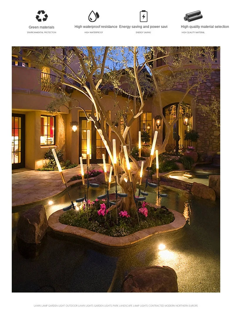 Solar reed lights, outdoor waterproof garden lights, outdoor landscape lights, decorative lights, park lawn lights