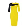 Latest Design Autumn Dresses 2023 Three Quarter Sleeve Block Color Elegant Office Dresses Women Formal Work Career Dresses