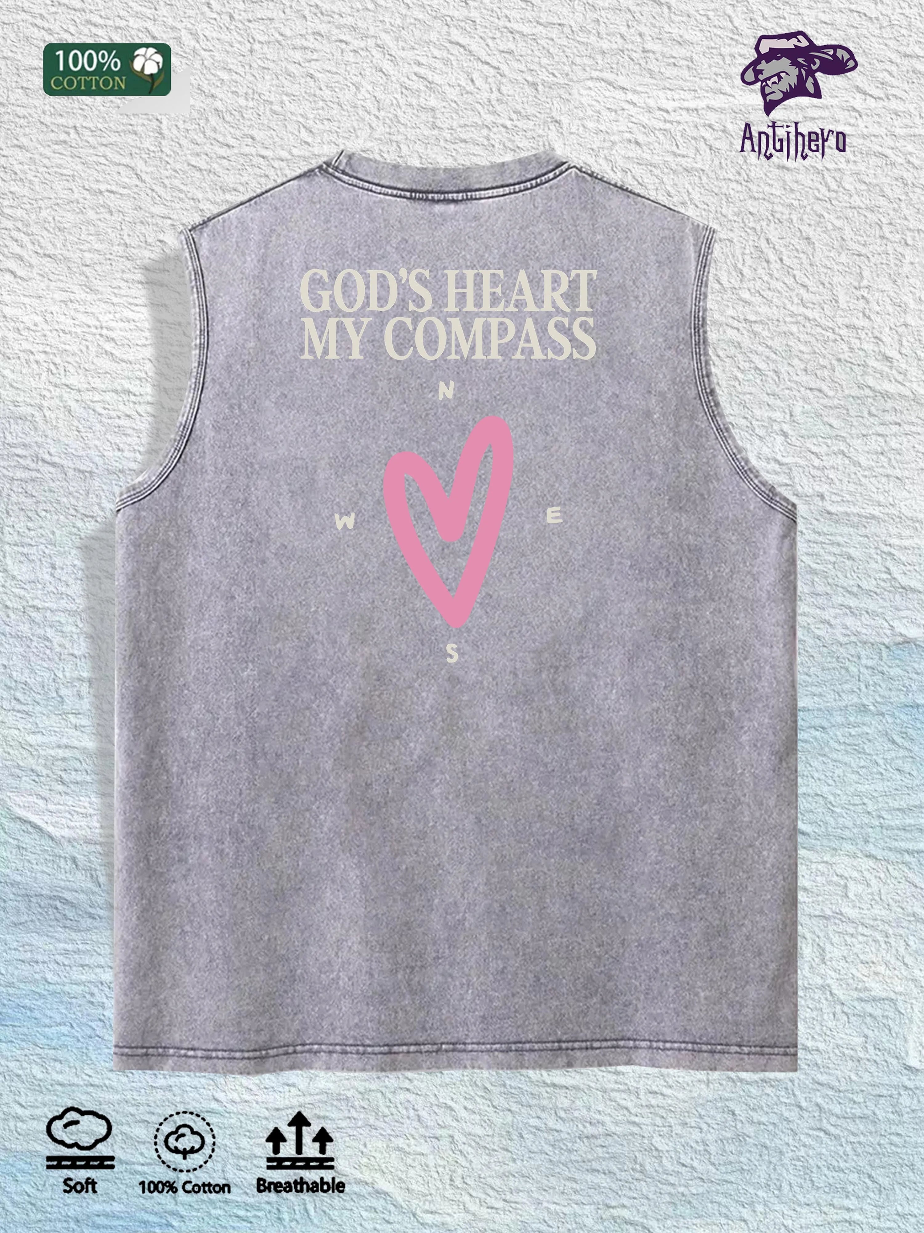 GOD IS GOOD ALL the TIME Printed Washed Vest US Local Warehouse 3 Colors Cotton Breathable Trendy Top