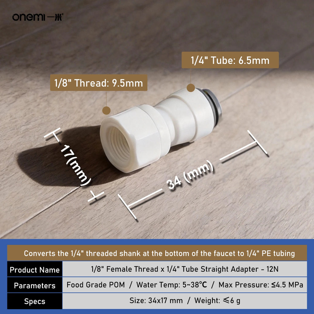 OEM Manual Ball Valve Quick Connect Reducing Union Fitting 1/4 Inch to 3/8 Inch POM Step Down Adapter for Car RO Water Filter
