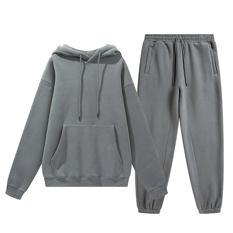 Wholesale Organic Cotton Sweatpants and Hoodie Set Custom Sweat Suits Casual Unisex Tracksuit