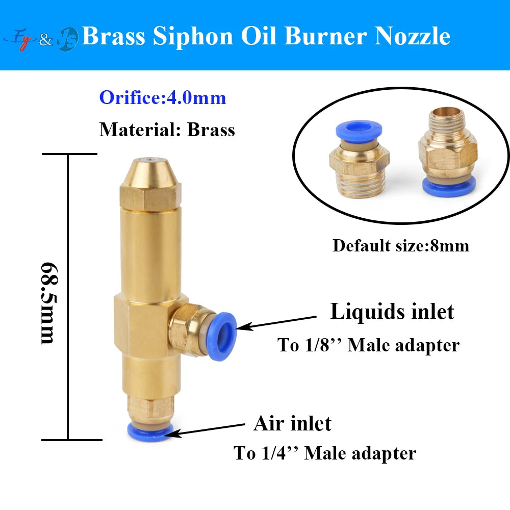 YS Quality Brass Siphon Oil Burner Nozzle, 30609 Waste Oil Burner Nozzle, Diesel Heavy Oil Nozzle