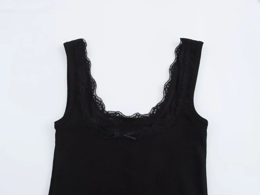 KAR&OT ZA 2025 Spring New Women's Wear Multi-color Lace Trimmed Wide Strap Short Vest Top Slim Fit 1660300