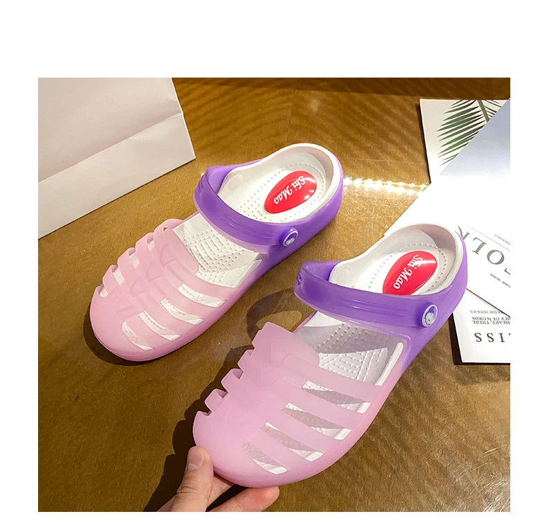 New Summer Jelly Sandals Women Outdoor Casual Slip On Garden Beach Shoes Female Rubber Clogs Non-slip Slides Breathable Slippers