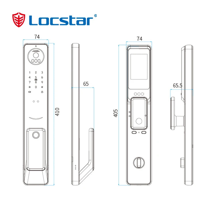 Locstar Electronic Tuya Wifi Golden Video 3D Face Recognition Digital Fingerprint Keyless Smart Door Lock for Aluminum Door